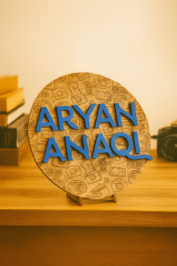 Round Name Wood Sign