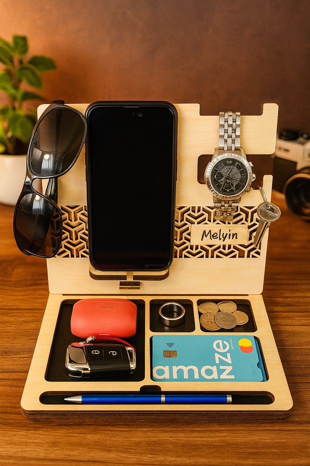WoodCraft Desk Organiser