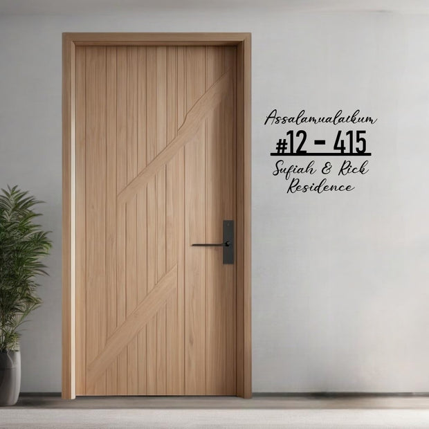 Horizontal Named Residence Unit Number + Assalamualaikum